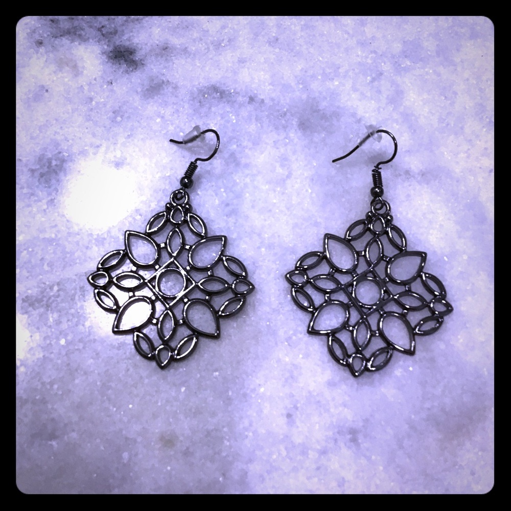 Gunmetal Mandala Earrings
